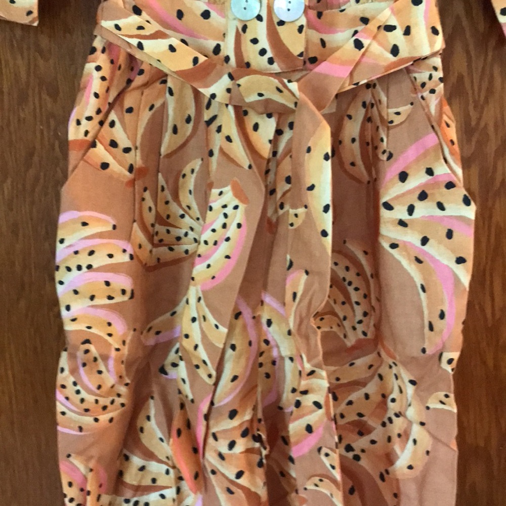 Farm Rio Carmel Raining Bananas Puff Sleeve Jumpsuit sizes S and M NWT - Picture 7 of 16